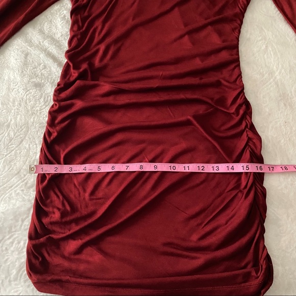 Gorgeous Burgundy Long Sleeve Ruched Dress - Picture 6 of 12